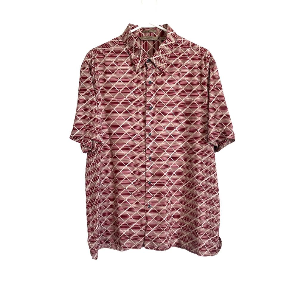Axist Washable 100% Silk Button Down Shirt Short Sleeve Collar Rust XXL Classic